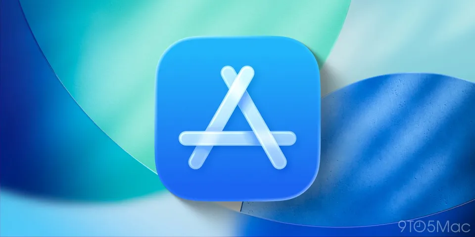 Apple App Store icon on a blue and green gradient background