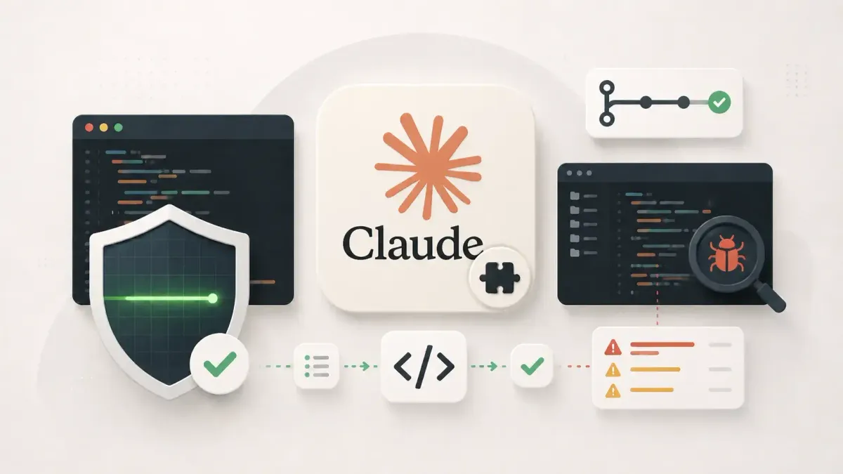Claude Security plugin interface in a terminal showing vulnerability scan results and suggested fixes